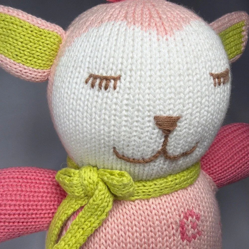 The Joobles Cutie the Lamb Plush Toy Kids OS Pink Organic Cotton Knit Fair Trade